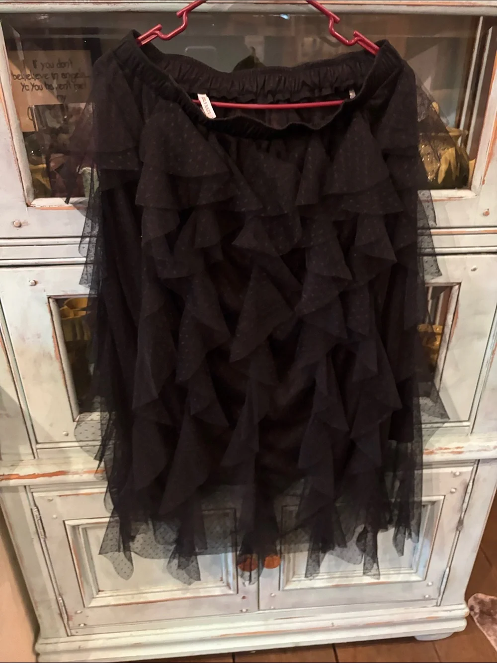 Black Layered Tulle Ruffle Skirt